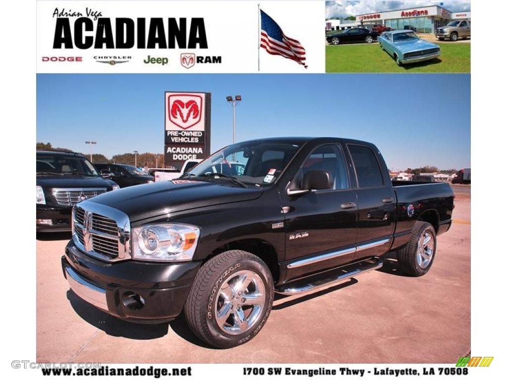 2008 Ram 1500 Laramie Quad Cab - Brilliant Black Crystal Pearl / Medium Slate Gray photo #1