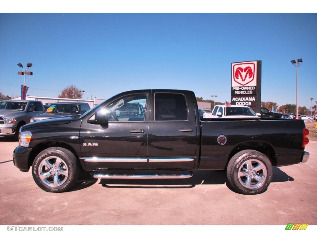 2008 Ram 1500 Laramie Quad Cab - Brilliant Black Crystal Pearl / Medium Slate Gray photo #2