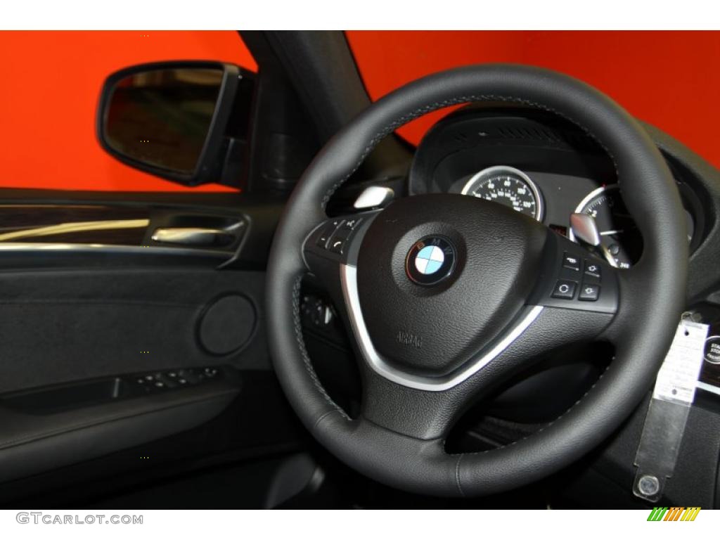 2011 BMW X6 xDrive35i Black Steering Wheel Photo #42636540