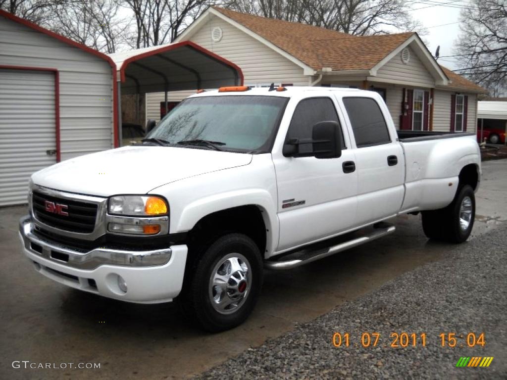 Summit White 2007 GMC Sierra 3500HD SLE Crew Cab 4x4 Dually Exterior Photo #42637200