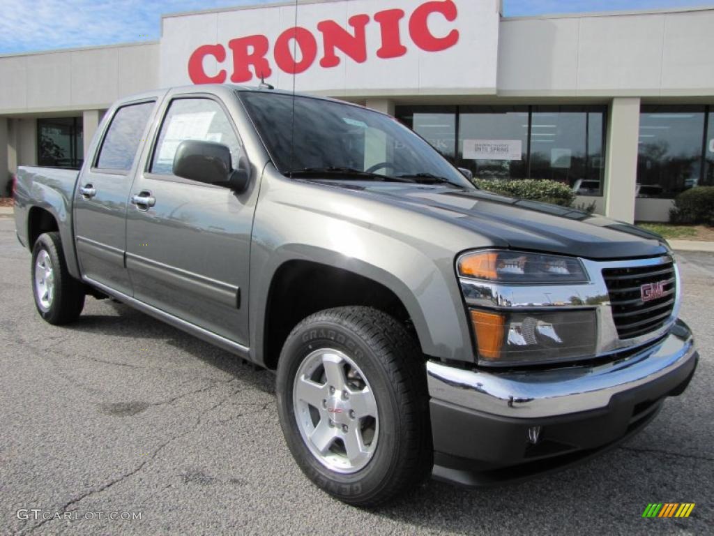 2011 Canyon SLE Crew Cab - Gray Green Metallic / Ebony photo #1