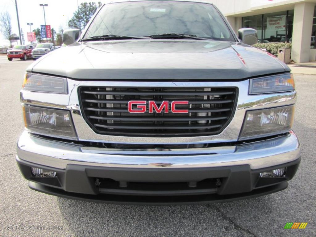 2011 Canyon SLE Crew Cab - Gray Green Metallic / Ebony photo #2