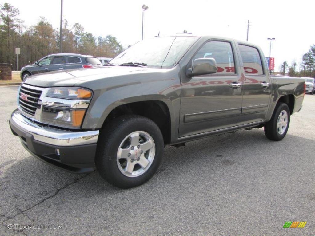 2011 Canyon SLE Crew Cab - Gray Green Metallic / Ebony photo #3