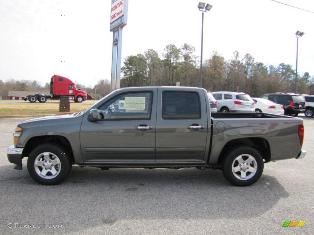 2011 Canyon SLE Crew Cab - Gray Green Metallic / Ebony photo #4