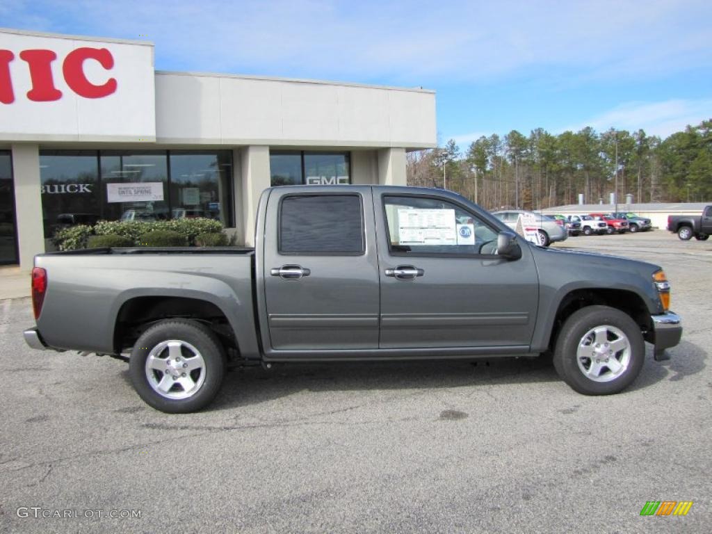 2011 Canyon SLE Crew Cab - Gray Green Metallic / Ebony photo #8