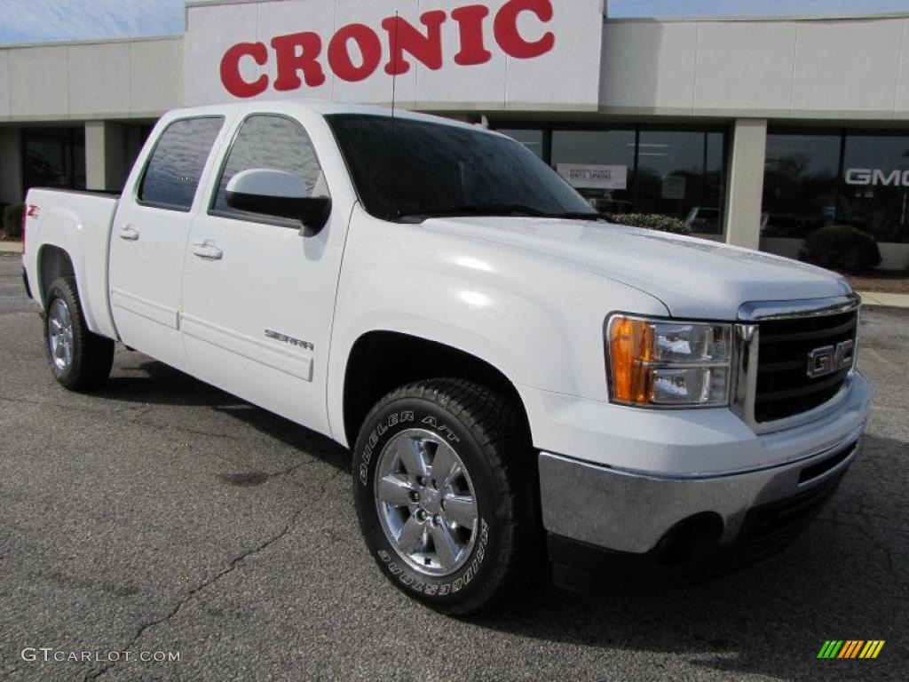 2010 Sierra 1500 SLT Crew Cab 4x4 - Summit White / Cocoa/Light Cashmere photo #1