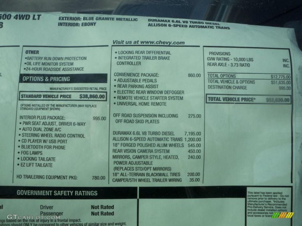 2011 Chevrolet Silverado 2500HD LT Crew Cab 4x4 Window Sticker Photo #42645204