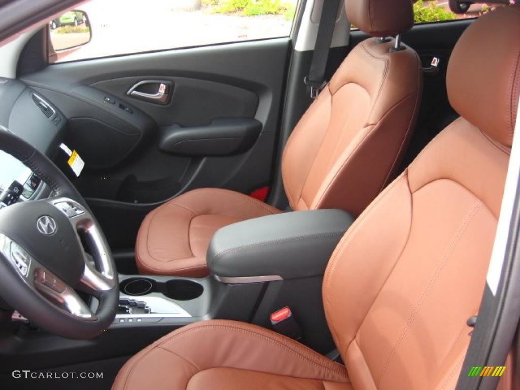 Black/Saddle Interior 2011 Hyundai Tucson Limited AWD Photo #42648324