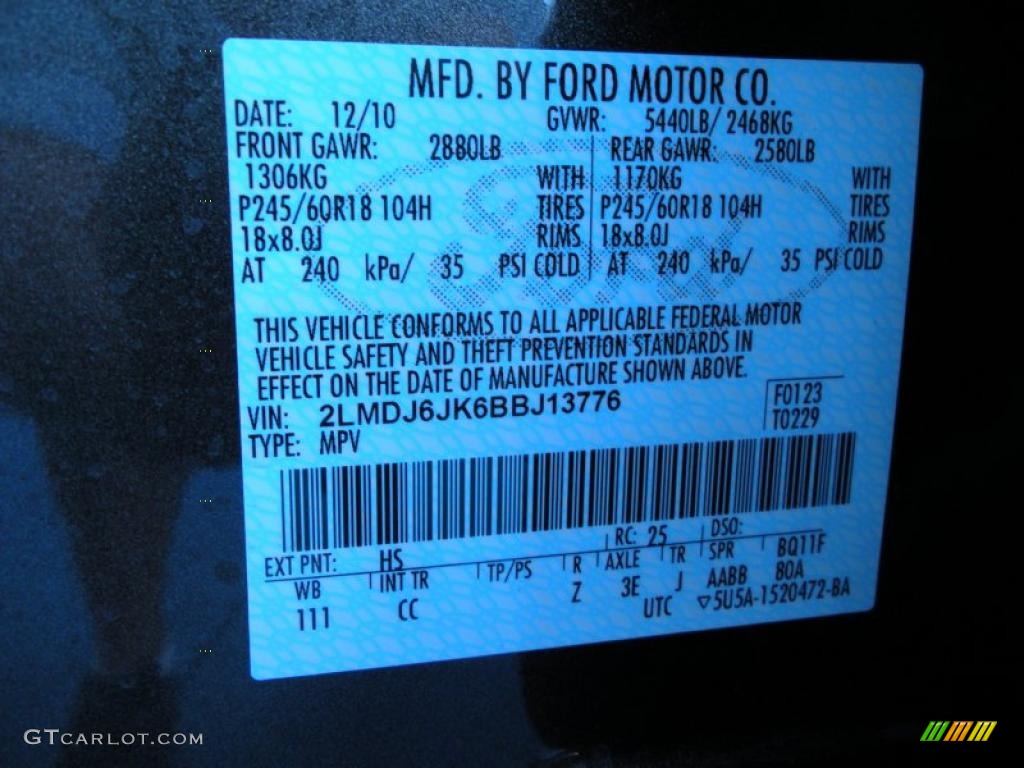 2011 MKX Color Code HS for Earth Metallic Photo #42669702