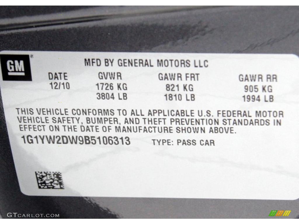 2011 Chevrolet Corvette Grand Sport Coupe Info Tag Photo #42676831