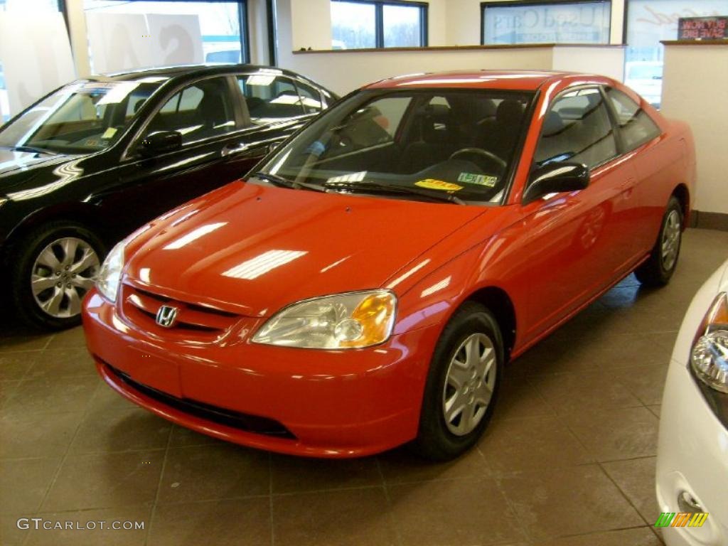 2003 Civic LX Coupe - Rallye Red / Gray photo #3