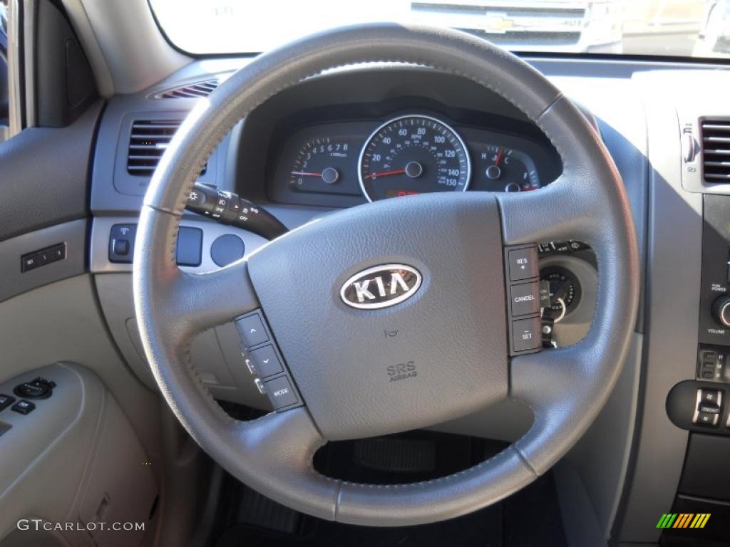 2009 Kia Borrego EX V6 Gray Steering Wheel Photo #42687959