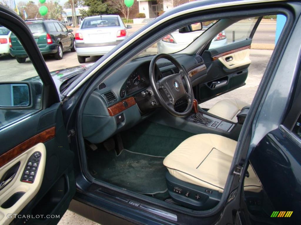 Oyster Beige/English Green Interior 2000 BMW 7 Series 740iL Sedan Photo #42694231