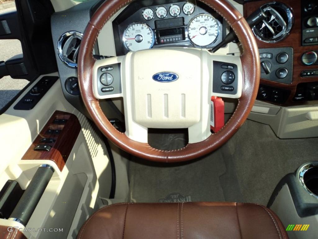 2008 Ford F350 Super Duty King Ranch Crew Cab 4x4 Chaparral Brown Steering Wheel Photo #42694235