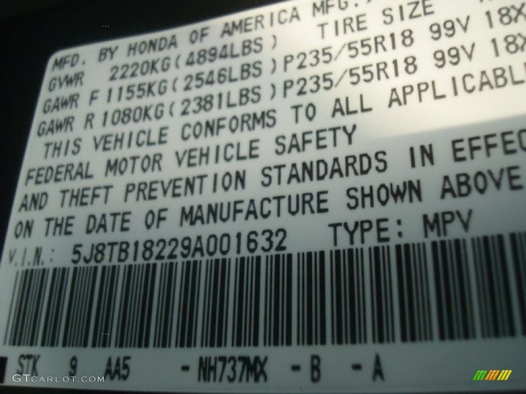 2009 RDX Color Code NH737MX for Polished Metal Metallic Photo #42708560