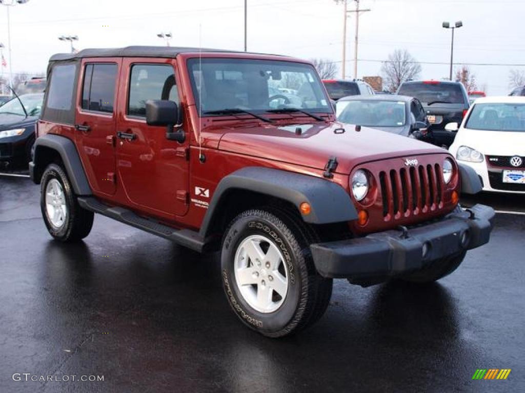Red Rock Crystal Pearl 2008 Jeep Wrangler Unlimited X 4x4 Exterior Photo #42710116