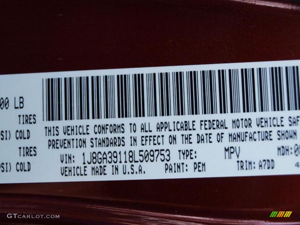 2008 Wrangler Unlimited Color Code PEM for Red Rock Crystal Pearl Photo #42710309