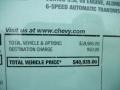 2011 Chevrolet Avalanche LS 4x4 Window Sticker