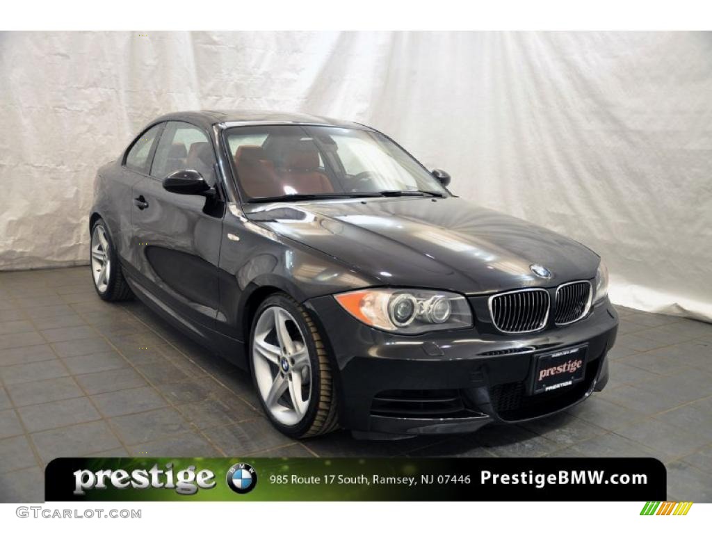 2008 1 Series 135i Coupe - Jet Black / Coral Red photo #7