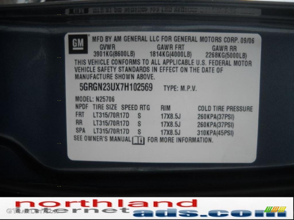 2007 H2 SUV - Glacier Blue Metallic / Ebony Black photo #9
