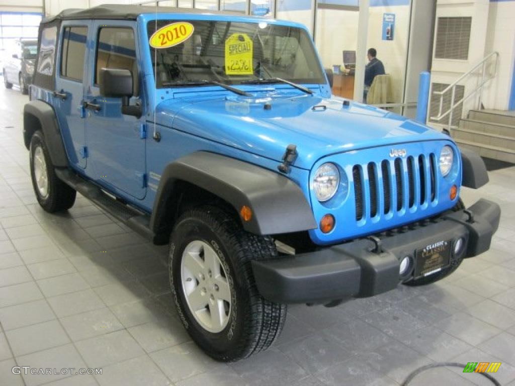 2010 Wrangler Unlimited Sport 4x4 - Surf Blue Pearl / Dark Slate Gray/Medium Slate Gray photo #1