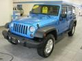 2010 Surf Blue Pearl Jeep Wrangler Unlimited Sport 4x4  photo #2