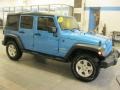 2010 Surf Blue Pearl Jeep Wrangler Unlimited Sport 4x4  photo #3
