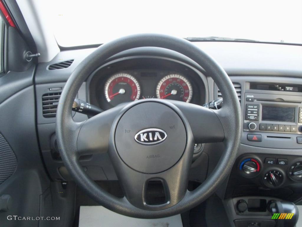 2010 Kia Rio LX Sedan Gray Steering Wheel Photo #42760203