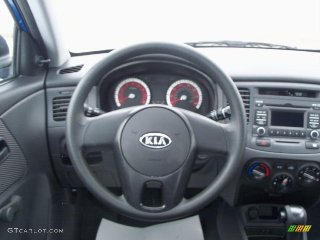 2010 Kia Rio LX Sedan Gray Steering Wheel Photo #42760688