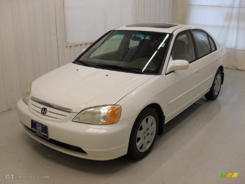 2001 Civic EX Sedan - Taffeta White / Beige photo #1