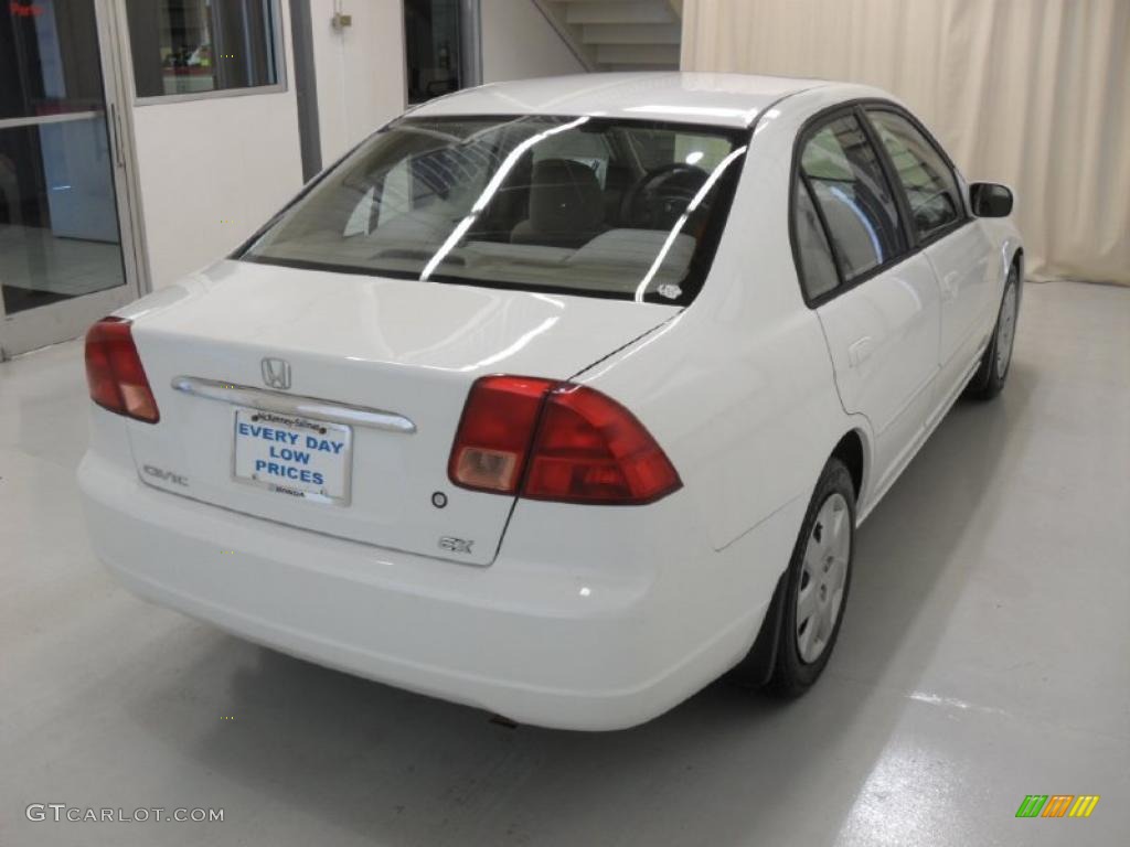 2001 Civic EX Sedan - Taffeta White / Beige photo #4