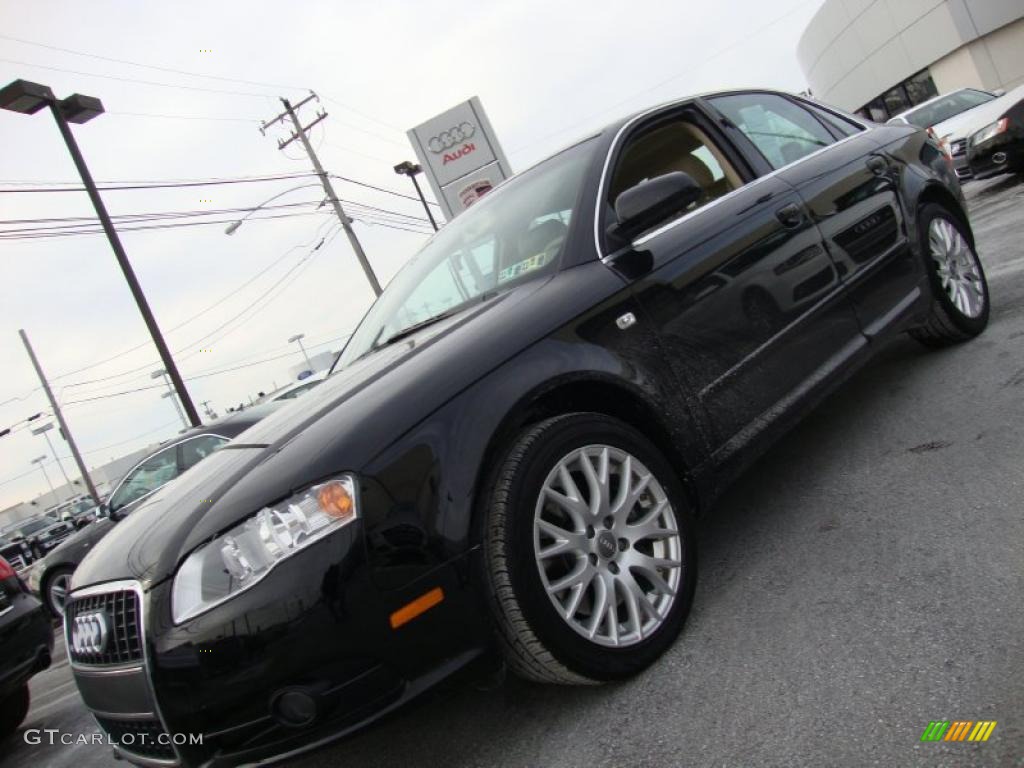 2008 A4 2.0T quattro S-Line Sedan - Brilliant Black / Beige photo #1