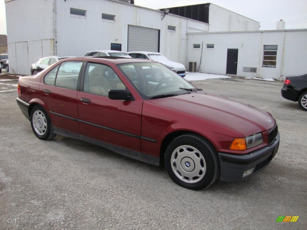 1994 3 Series 318i Sedan - Calypso Red Pearl / Beige photo #6