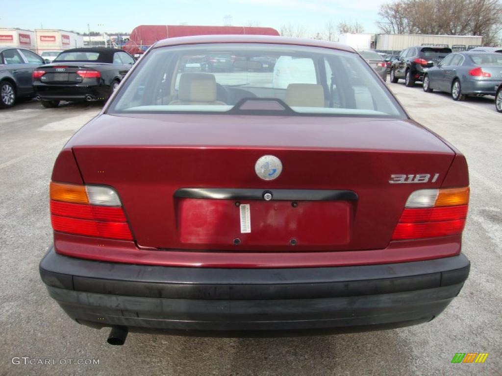 1994 3 Series 318i Sedan - Calypso Red Pearl / Beige photo #9