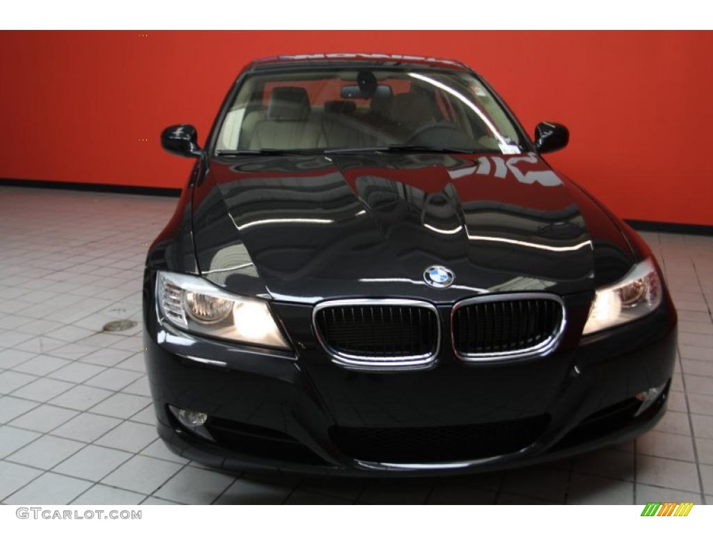 2011 3 Series 328i Sedan - Jet Black / Beige photo #2