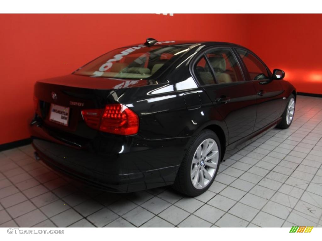 2011 3 Series 328i Sedan - Jet Black / Beige photo #3