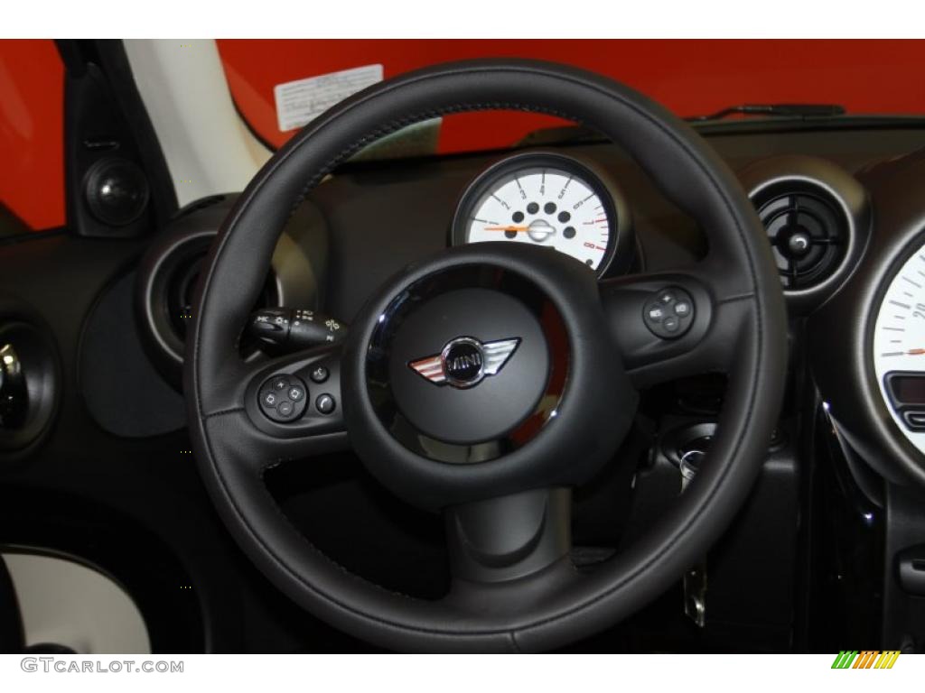 2011 Mini Cooper Countryman Gravity Polar Beige Leather Steering Wheel Photo #42778693