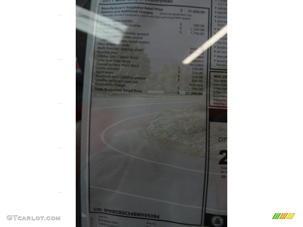 2011 Mini Cooper Countryman Window Sticker Photo #42778825