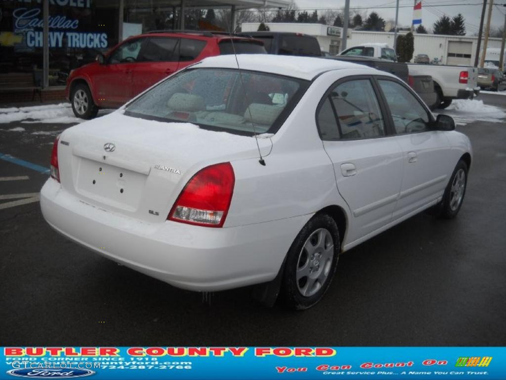 2002 Elantra GLS Sedan - Nordic White / Beige photo #3