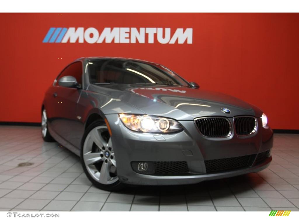 2008 3 Series 335i Coupe - Space Grey Metallic / Coral Red/Black photo #1