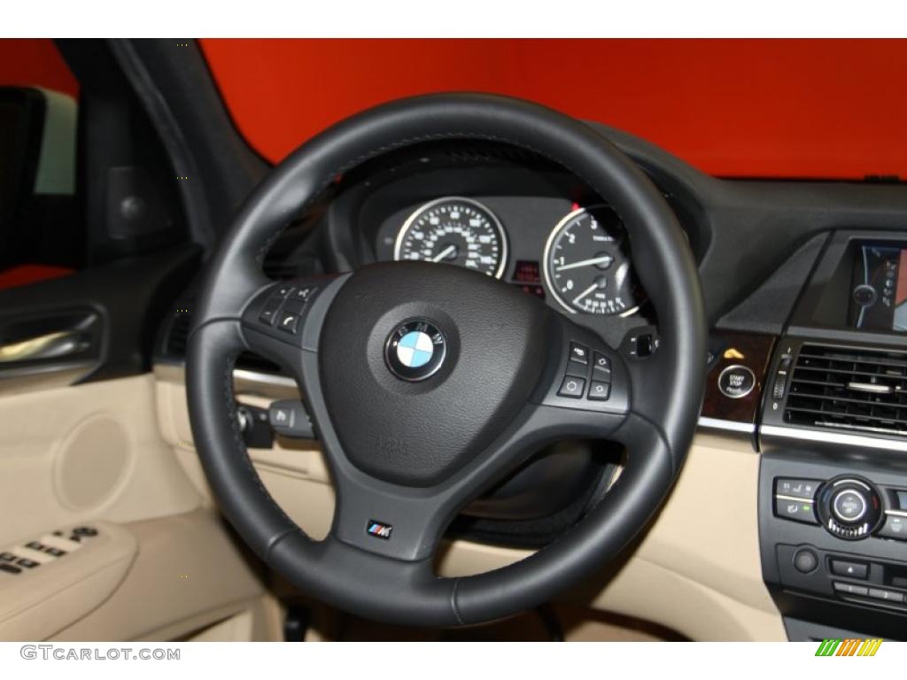 2010 BMW X5 xDrive48i Sand Beige Steering Wheel Photo #42784409