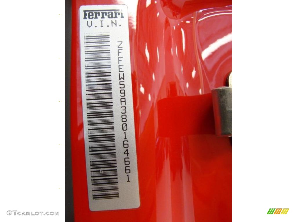 2008 Ferrari F430 Spider F1 Info Tag Photo #42784505