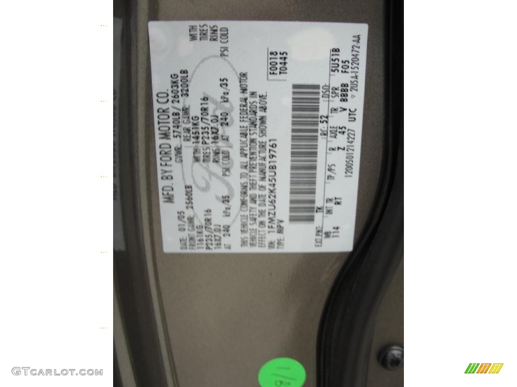 2005 Explorer Color Code TK for Mineral Grey Metallic Photo #42797589