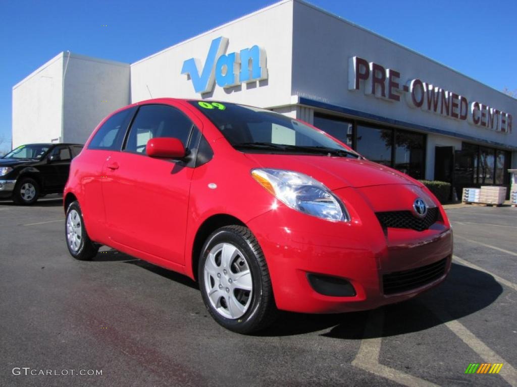 2009 Yaris 3 Door Liftback - Absolutely Red / Dark Charcoal photo #1