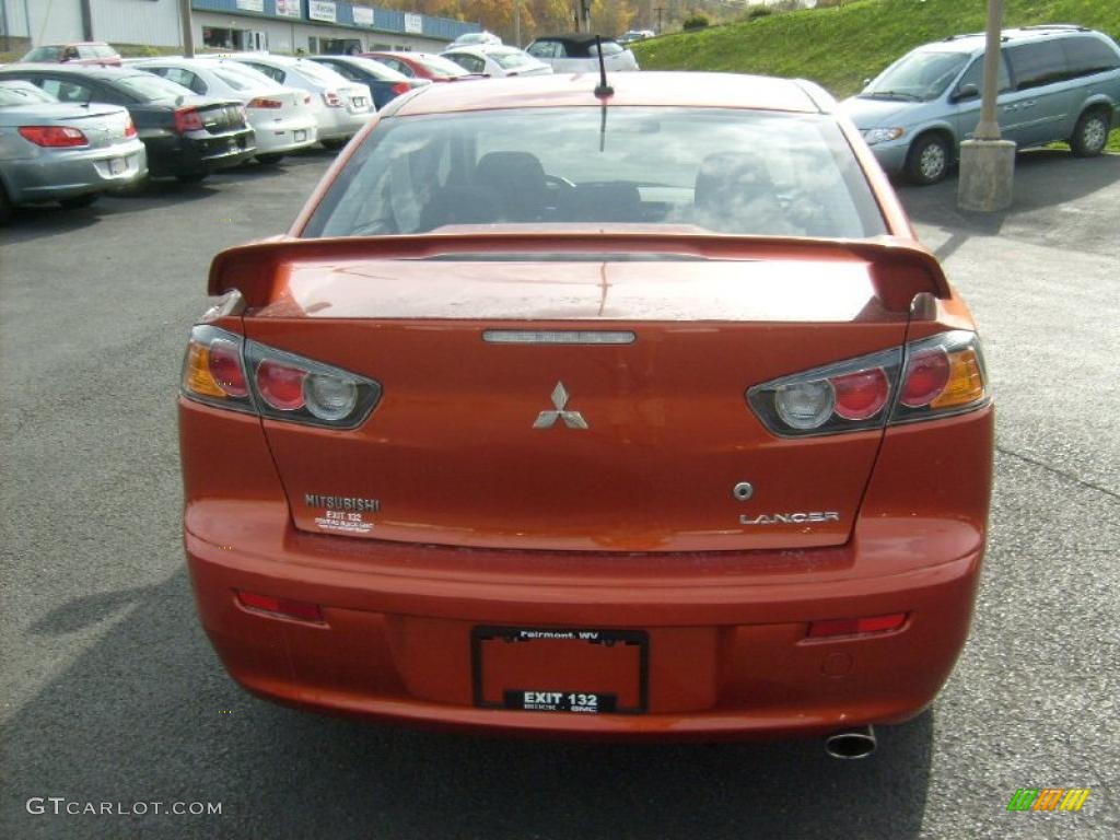 2010 Lancer GTS - Rotor Glow Orange Metallic / Black photo #6