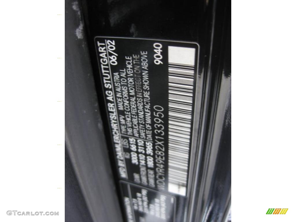 2002 G Color Code 040 for Black Photo #42820870