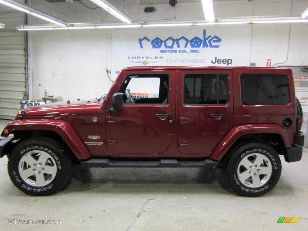 2011 Wrangler Unlimited Sahara 4x4 - Deep Cherry Red / Black/Dark Saddle photo #1