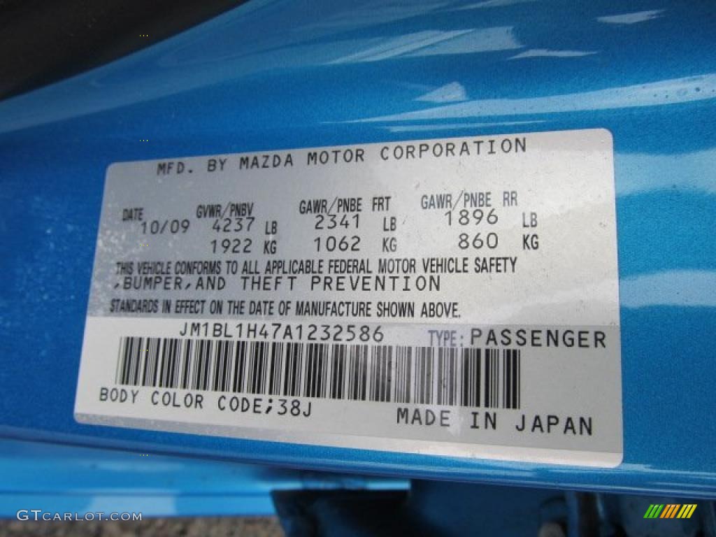2010 MAZDA3 Color Code 38J for Celestial Blue Mica Photo #42823106