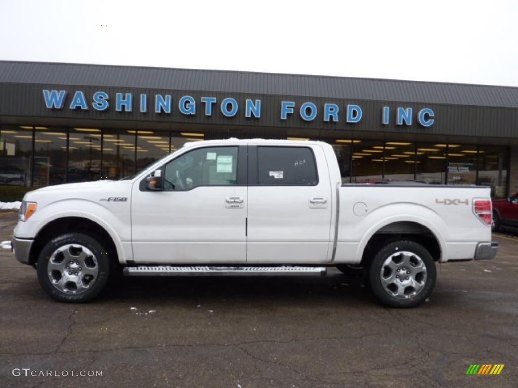 2011 F150 Lariat SuperCrew 4x4 - White Platinum Metallic Tri-Coat / Black photo #1