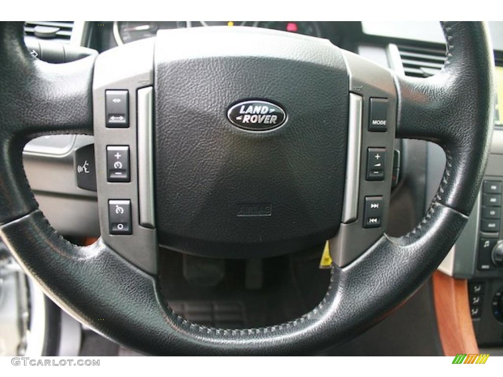 2006 Land Rover Range Rover Sport Supercharged Ebony Black Steering Wheel Photo #42827574